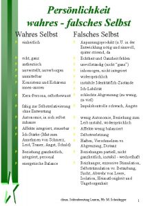 Persnlichkeit wahres falsches Selbst Wahres Selbst Falsches Selbst
