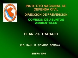 INSTITUTO NACIONAL DE DEFENSA CIVIL DIRECCION DE PREVENCION