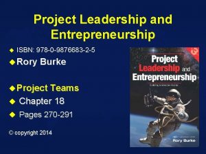 Project Leadership and Entrepreneurship u ISBN 978 0