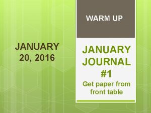 WARM UP JANUARY 20 2016 JANUARY JOURNAL 1