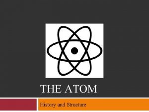 THE ATOM History and Structure The Atom Objectives