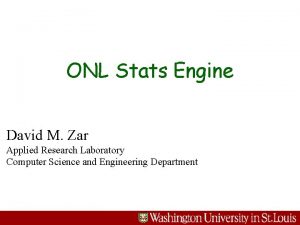 ONL Stats Engine David M Zar Applied Research
