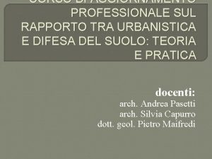 CORSO DI AGGIORNAMENTO PROFESSIONALE SUL RAPPORTO TRA URBANISTICA