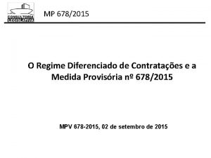 MP 6782015 O Regime Diferenciado de Contrataes e