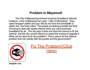 Problem in Maywood The City of Maywood promised