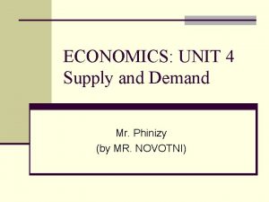 ECONOMICS UNIT 4 Supply and Demand Mr Phinizy