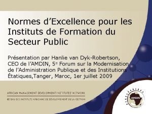 Normes dExcellence pour les Instituts de Formation du