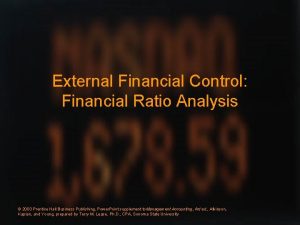 External Financial Control Financial Ratio Analysis 2003 Prentice