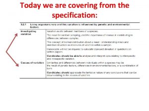 Today we are covering from the specification A