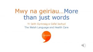 Mwy na geiriauMore than just words Yr Iaith