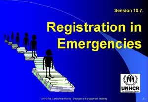 Session 10 7 Registration in Emergencies UNHCReCentreInter Works