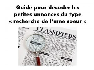 Guide pour decoder les petites annonces du type