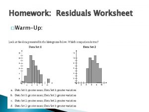Homework Residuals Worksheet WarmUp Residuals The fit of