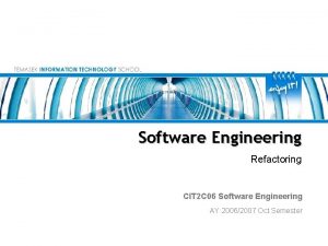 Software Engineering Refactoring CIT 2 C 06 Software