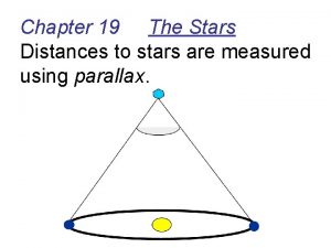 Chapter 19 The Stars Distances to stars are