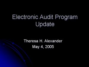 Electronic Audit Program Update Theresa H Alexander May