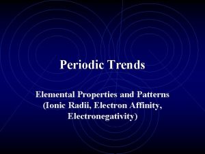 Periodic Trends Elemental Properties and Patterns Ionic Radii