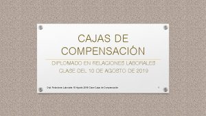 CAJAS DE COMPENSACIN DIPLOMADO EN RELACIONES LABORALES CLASE