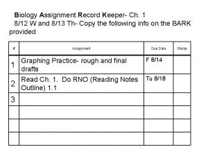 Biology Assignment Record Keeper Ch 1 812 W