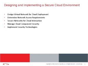 Designing and Implementing a Secure Cloud Environment Design