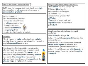 Unit 3 Movement inout of cells Diffusion the