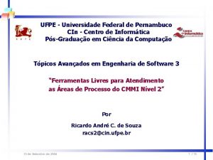 UFPE Universidade Federal de Pernambuco CIn Centro de