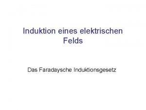 Induktion eines elektrischen Felds Das Faradaysche Induktionsgesetz Inhalt