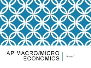 AP MACROMICRO ECONOMICS Lesson 1 ECONOMICS The study