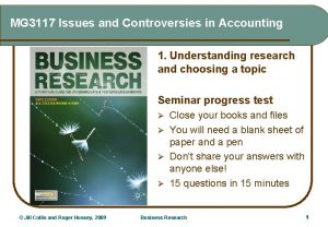 MG 3117 Issues and Controversies in Accounting 1