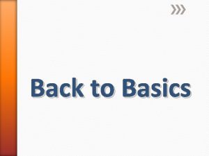 Back to Basics Back to Basics Introduction For