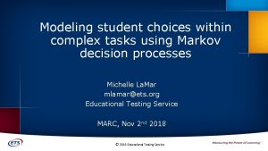 Modeling student choices within complex tasks using Markov