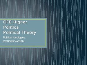 CFE Higher Politics Political Theory Political Ideologies CONSERVATISM