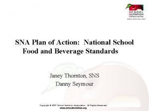 SNA Plan of Action National School Food and