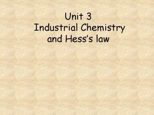 Unit 3 Industrial Chemistry and Hesss law Go