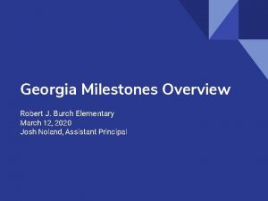 Georgia Milestones Overview Robert J Burch Elementary March