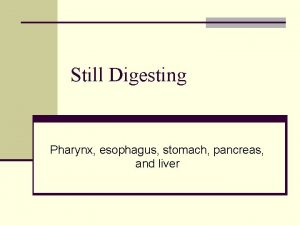 Still Digesting Pharynx esophagus stomach pancreas and liver