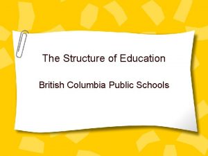 The Structure of Education British Columbia Public Schools