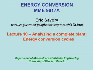 ENERGY CONVERSION MME 9617 A Eric Savory www