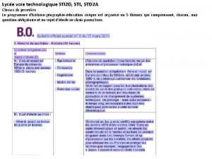 Lyce voie technologique STI 2 D STL STD