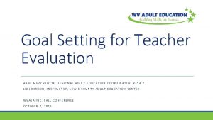 Goal Setting for Teacher Evaluation ANNE MEZZANOTTE REGIONAL