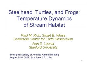 Steelhead Turtles and Frogs Temperature Dynamics of Stream