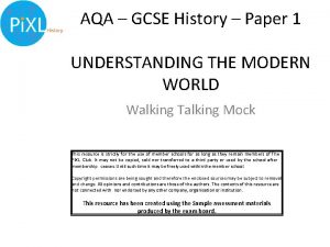 AQA GCSE History Paper 1 UNDERSTANDING THE MODERN