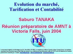 Evolution du march Tarification et Contabilit Saburo TANAKA