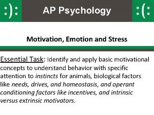 AP Psychology Motivation Emotion and Stress Essential Task