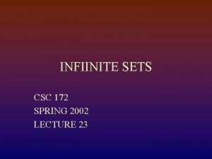 INFIINITE SETS CSC 172 SPRING 2002 LECTURE 23