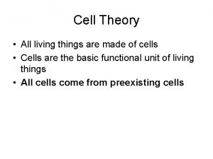 Cell Theory All living things are made of