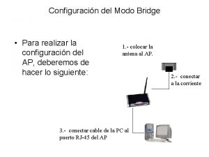 Configuracin del Modo Bridge Para realizar la configuracin