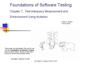 Foundations of Software Testing Chapter 7 Test Adequacy