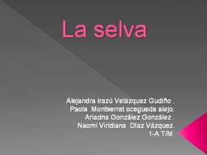 La selva Alejandra Iraz Velzquez Gudio Paola Montserrat