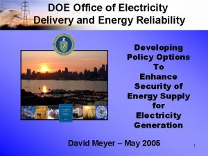 DOE Office of Electricity Delivery and Energy Reliability